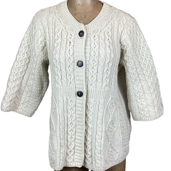 Kilronan Knitwear Merino Wool Button Cardigan Women's XL #241A - Picture 1 of 9